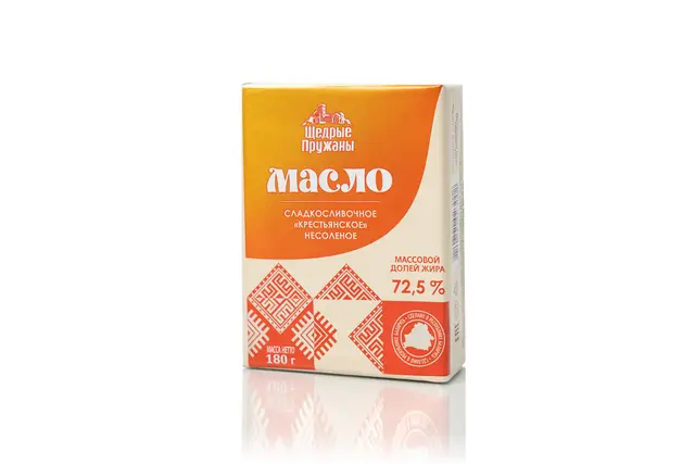 Масло" Щедрые Пружаны" 72,5% 180г (Россия)