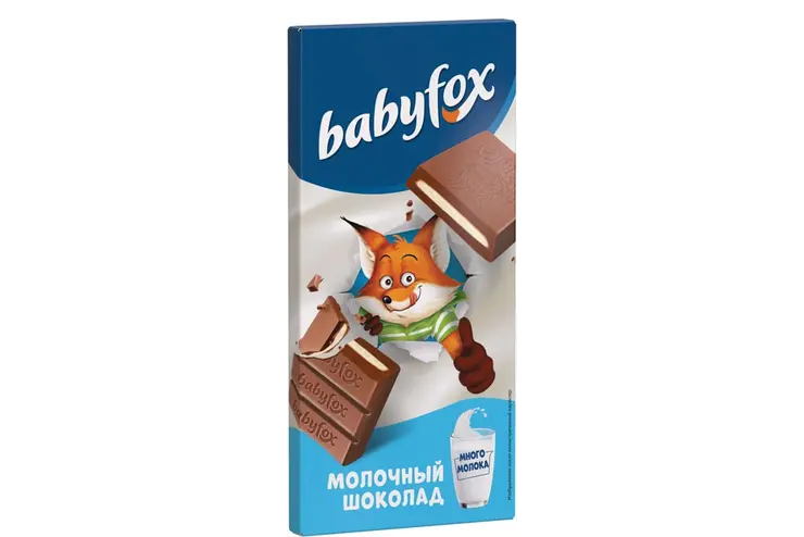 Шоколад "BabyFox" плитка мол тонкая 90г (Россия)