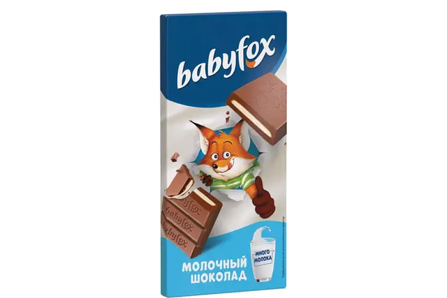 Шоколад "BabyFox" плитка мол тонкая 90г (Россия)