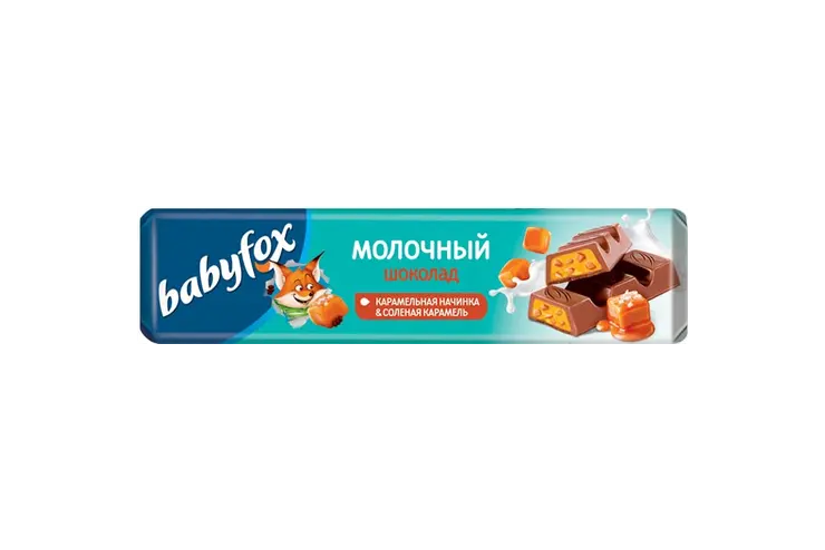 Молочный шоколад "BABYFOX" с карамельной начинкой 45г (Россия)