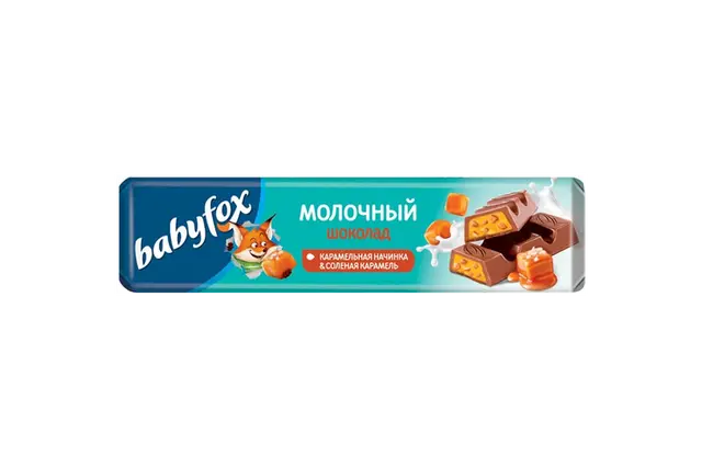 Молочный шоколад "BABYFOX" с карамельной начинкой 45г (Россия)