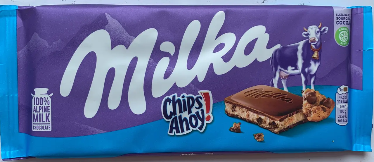 "Milka" 100гр Chips Ahoy шок. печенье и шок.крошка 1бл*22шт (пал300) Монделиз