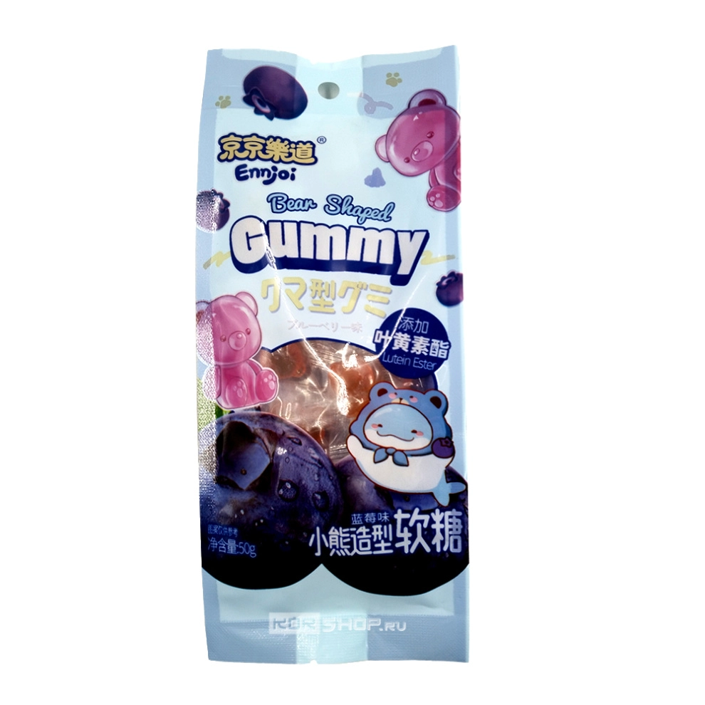ГУАНДОНГ конфета желейная Bear Shaped Gummy Blueberry черника (мишки) 50гр*36шт