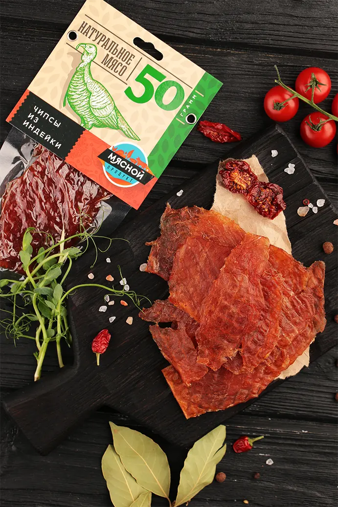 МЯСНОЙ ПРОДУКТ Мясные чипсы 50гр из Индейки