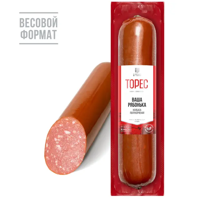 ТОРЕС Колбаса полукоп. из мяса птицы Ваша рябонька в/у (1шт-660гр)