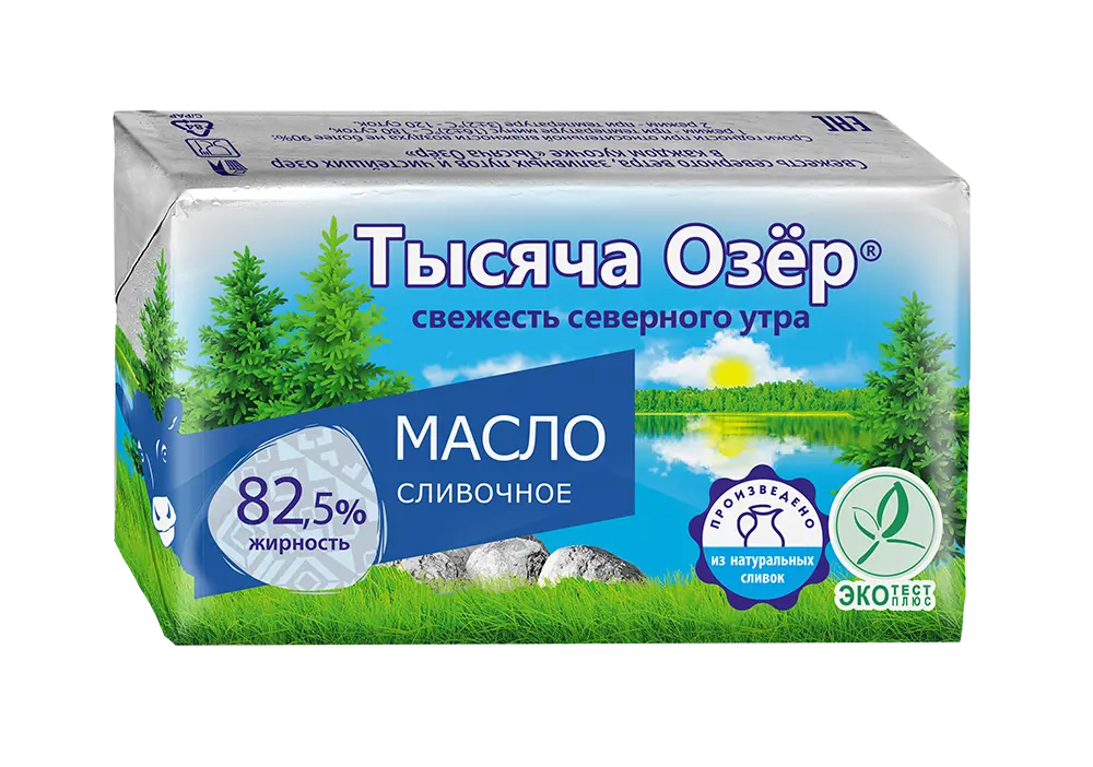 ТЫСЯЧА ОЗЕР масло Сливочное 180гр сладкосливочное несол., 82,5% 1уп*10шт