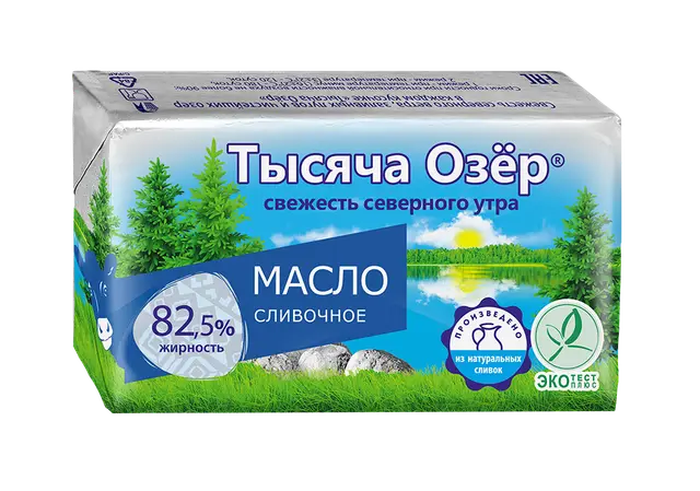 ТЫСЯЧА ОЗЕР масло Сливочное 180гр сладкосливочное несол., 82,5% 1уп*10шт