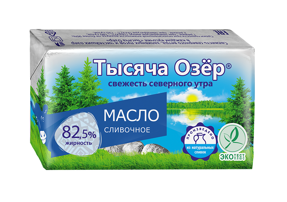 ТЫСЯЧА ОЗЕР масло Сливочное 180гр сладкосливочное несол., 82,5% 1уп*10шт