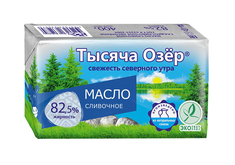 ТЫСЯЧА ОЗЕР масло Сливочное 350гр сладкослив.несол., 82,5% 1уп*8шт