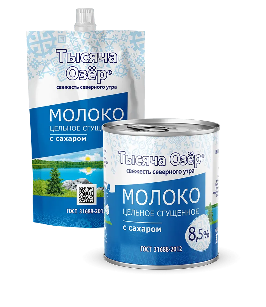 ТЫСЯЧА ОЗЕР сгущенное молоко 8,5% д/п 270гр*15шт Невские сыры