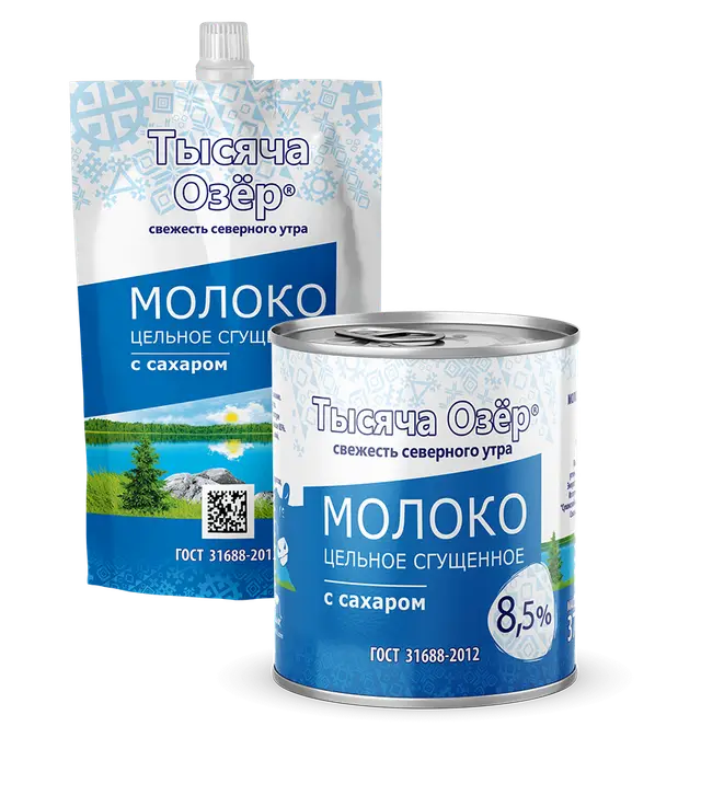 ТЫСЯЧА ОЗЕР сгущенное молоко 8,5% д/п 270гр*15шт Невские сыры