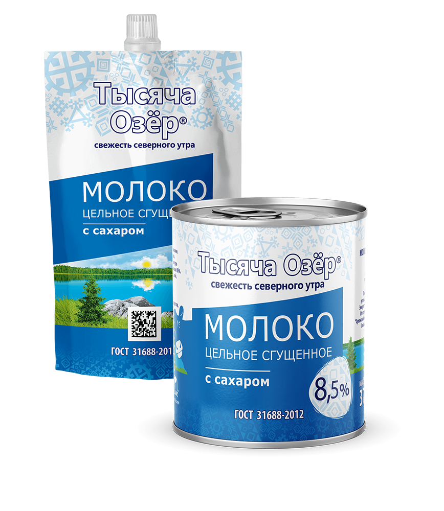 ТЫСЯЧА ОЗЕР сгущенное молоко 8,5% д/п 270гр*15шт Невские сыры
