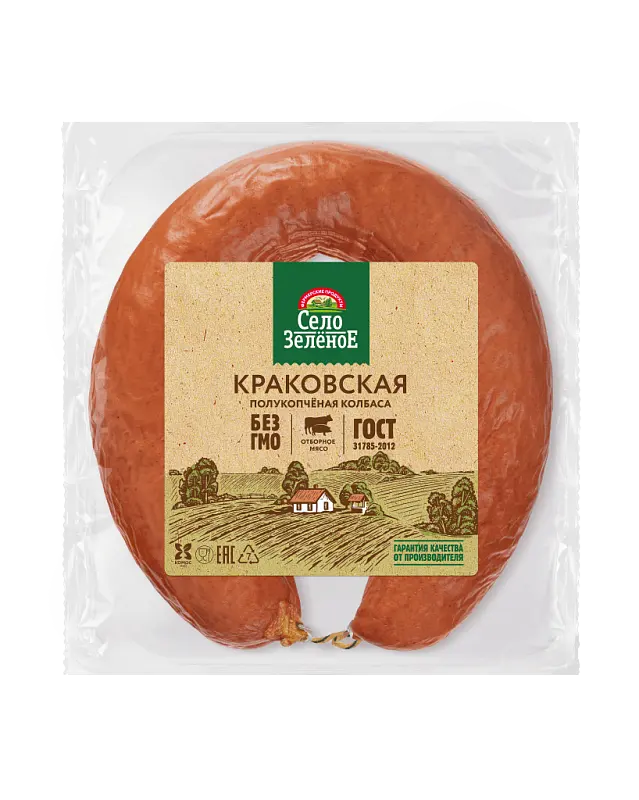 Колбаса "Село Зеленое" Краковская 400г (Россия)