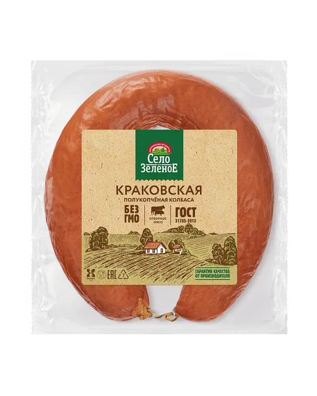 Колбаса "Село Зеленое" Краковская 400г (Россия)