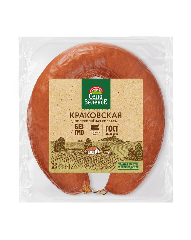 Колбаса "Село Зеленое" Краковская 400г (Россия)
