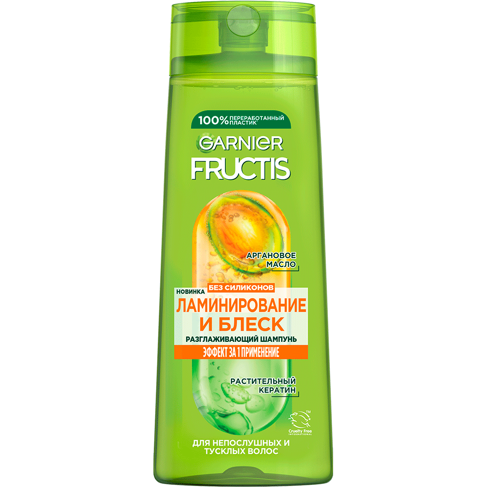 Garnier Fructis шампунь 400мл разглаживающий Ламинирование и Блеск