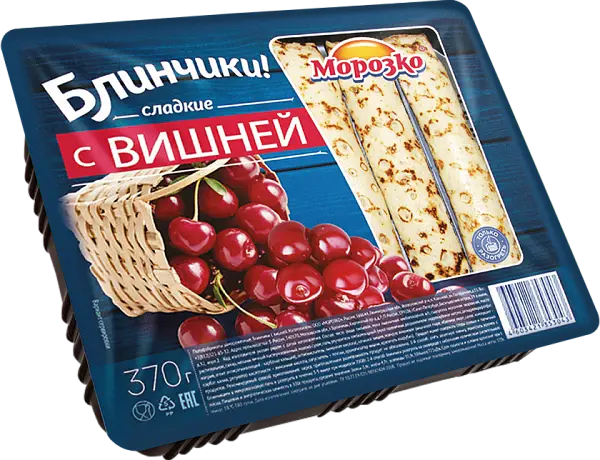Блинчики "Морозко" с вишней 370г (рулетики) (Россия)