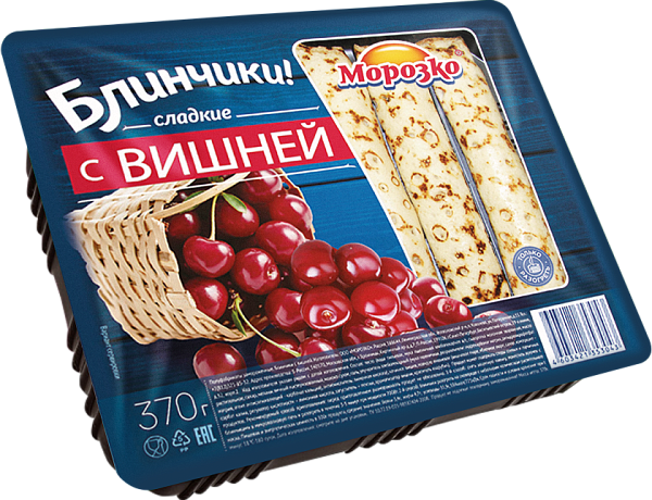 Блинчики "Морозко" с вишней 370г (рулетики) (Россия)