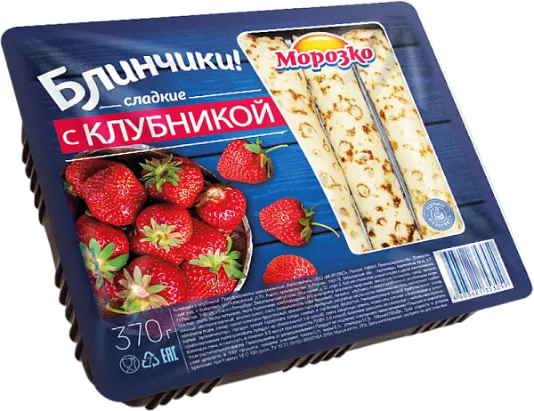 Блинчики "Морозко"  с клубникой 370г (рулетики) (Россия)