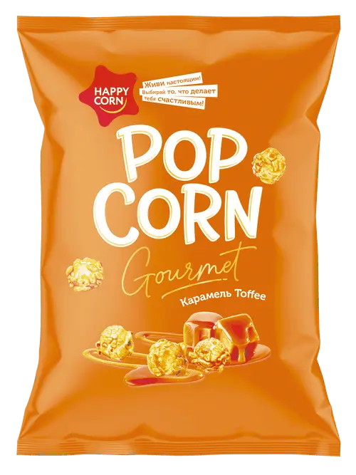 Попкорн "HAPPY CORN" со вкусом карамель Toffee 140г (Россия)