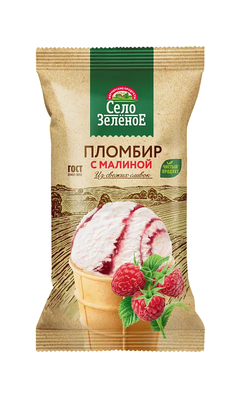 Мороженое "Село Зеленое" Ваниль Малина 70г (Россия)