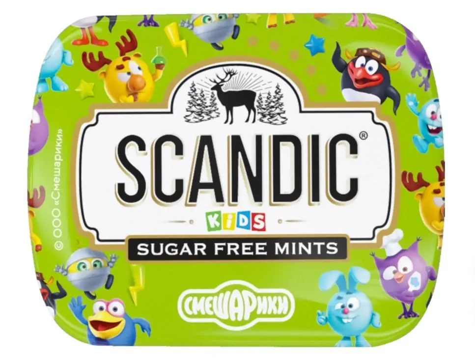 Конфеты Scandic без сахара ЯБЛОКО 14гр*12бл*18шт ТД Энергон Русс
