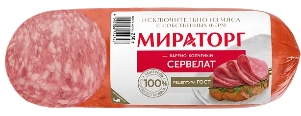 "Мираторг" Колбаса варено-копченая "Сервелат ГОСТ" 300г (Россия)