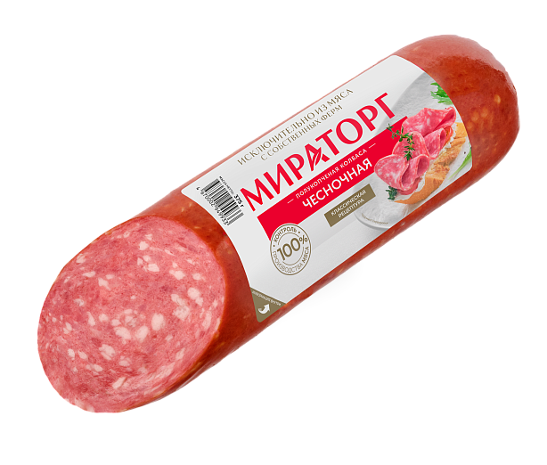 "Мираторг" Колбаса полукопченая "Чесночная" 300г (Россия)
