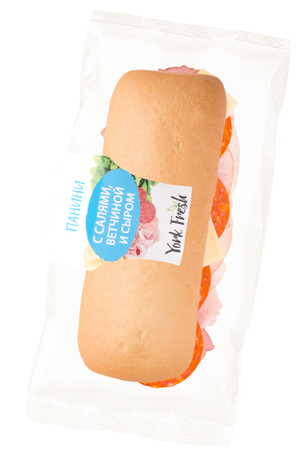 "York Fresh" Панини с ветчиной, моцареллой и соусом песто 200г (Россия)