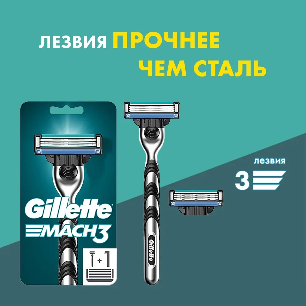 Станок Gillette Mach 3 +2 шт