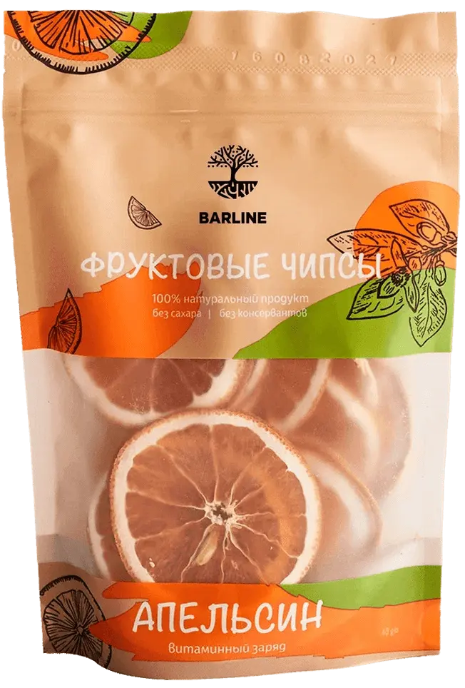 Фруктовые чипсы "Barline" Апельсин 40г (Россия)