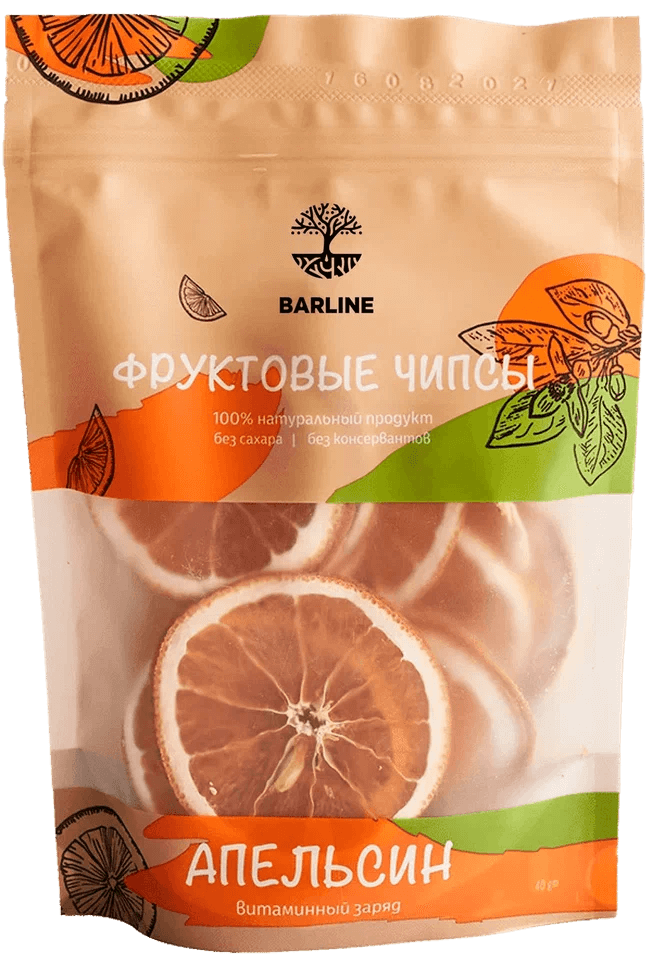 Фруктовые чипсы "Barline" Апельсин 40г (Россия)