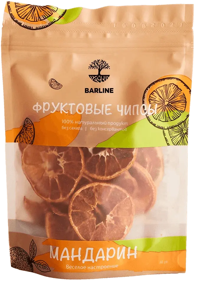 Фруктовые чипсы "Barline" Мандарин 40г (Россия)
