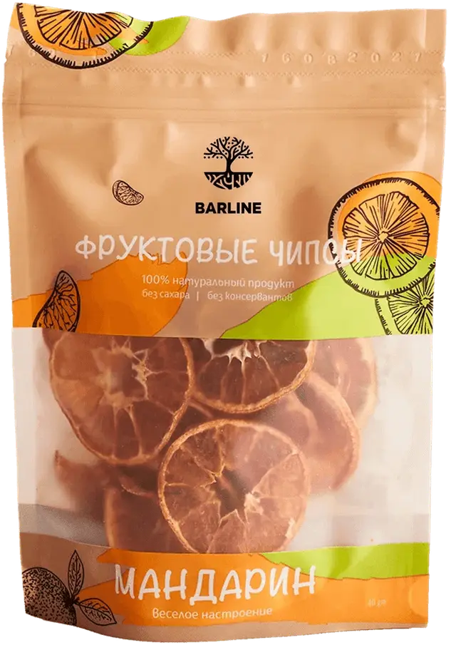 Фруктовые чипсы "Barline" Мандарин 40г (Россия)