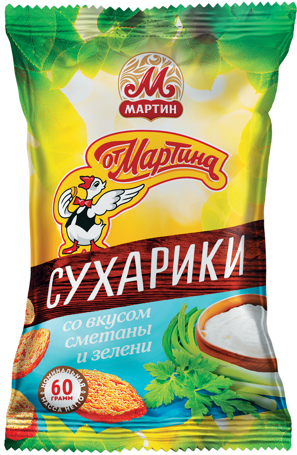 Сухарики "Мартин" Сметана и Зелень 60г (Россия)