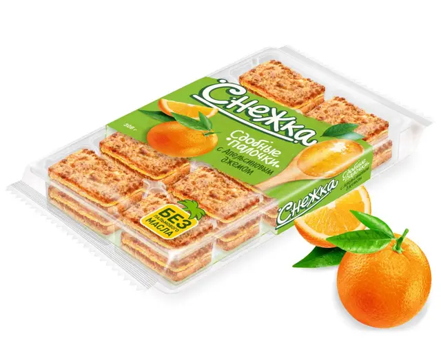 Сдобные палочки "Снежка" с апельсиновым джемом 308г (Россия)