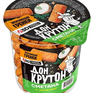 Сухарики "Дон Крутон" Сметана зелень стакан 130г (Россия)