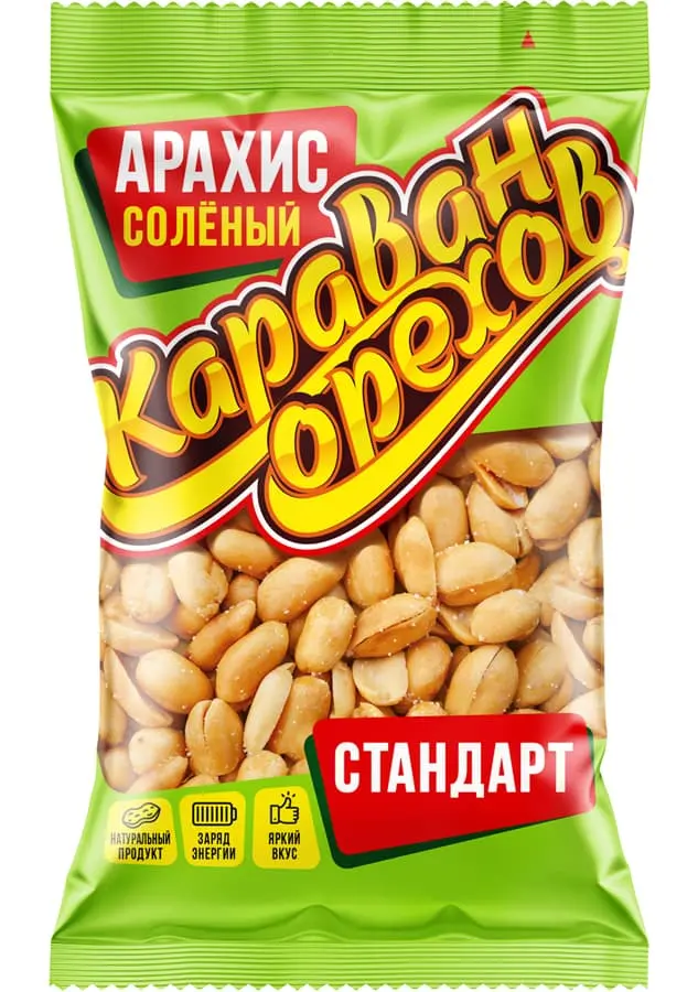 Арахис солёный "Караван орехов" стандарт 90г (Россия)