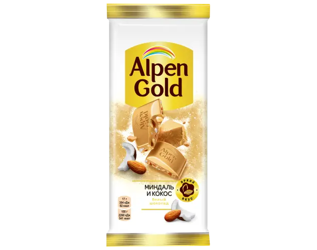 Шоколад "Alpen Gold" Тропический кокос 85г (Польша)