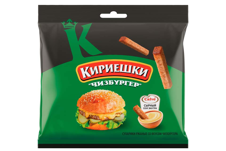 Сухарики Кириешки Чизбургер +сырный соус 60г (Россия)