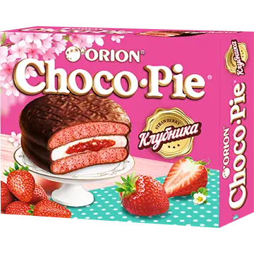 Мучное кондитерское изделие в глазури "Choco Pie Strawberry" ("Чоко Пай Клубника")