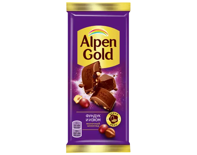 Шоколад "Alpen Gold" Фундук Изюм 80г (Польша)