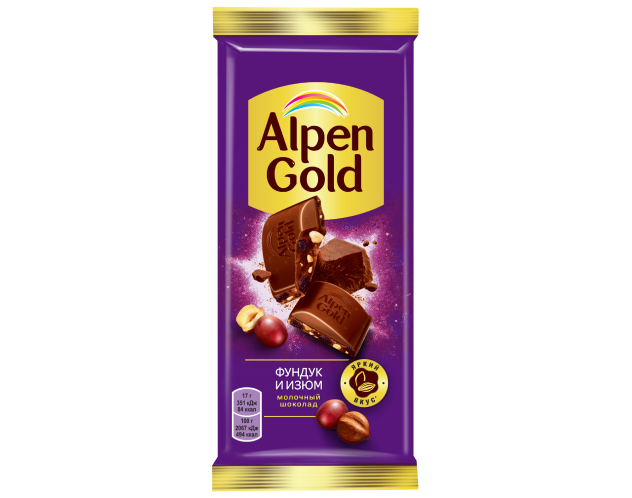 Шоколад "Alpen Gold" Фундук Изюм 80г (Польша)