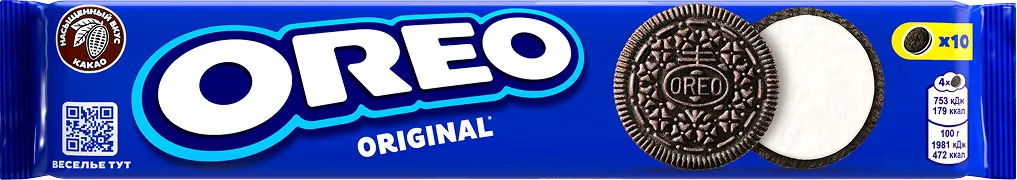 Печенье Oreo Original с какао и начинкой с ванильным вкусом, 95 г