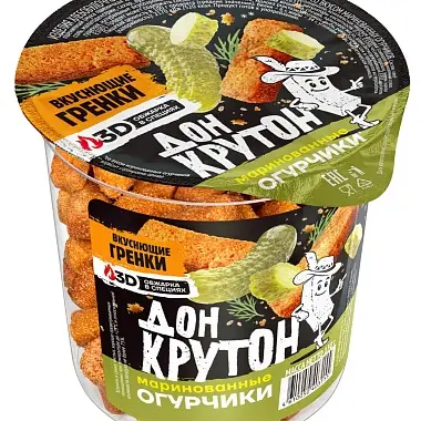 Сухарики "Дон Крутон" маринованные огурчики стакан 100г (Россия)