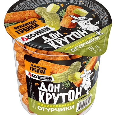 Сухарики "Дон Крутон" маринованные огурчики стакан 100г (Россия)