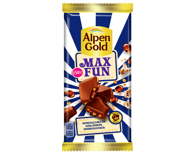 Шоколад "Alpen Gold" Кола, Попкорн, Карамель. 140г