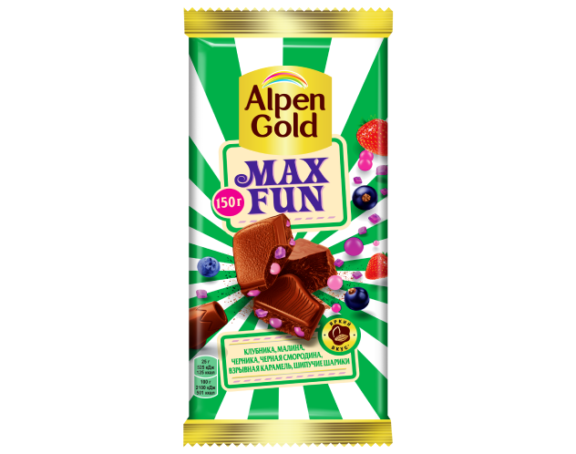 Шоколад "Alpen Gold Max Fun" белый ягодный микс 140г