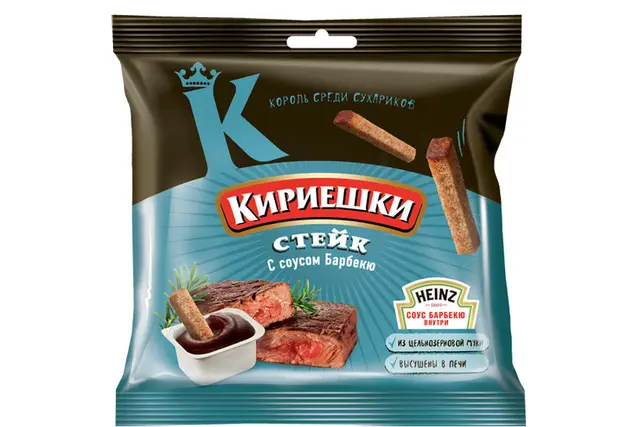 Сухарики "Кириешки" стейк с соусом BBQ 60+25г (Россия)