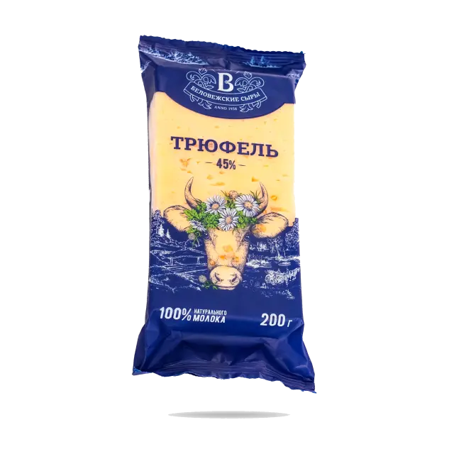 Сыр "Беловежские сыры" ТРЮФЕЛЬ ПАЖ/ГР.ОРЕХ 45% фас.200г (Беларусь)